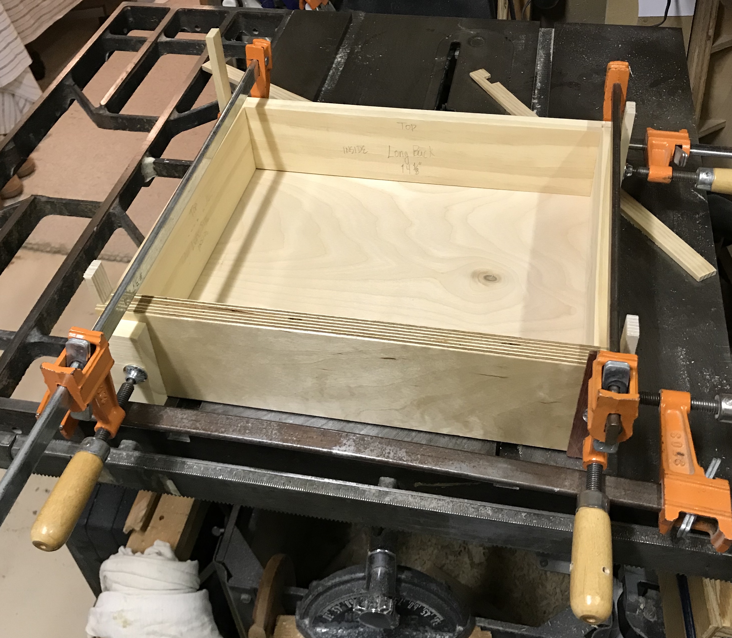 Table drawer clamped